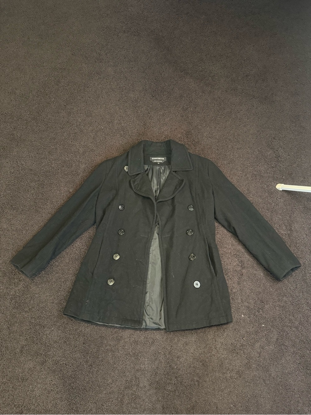 Women's Black Double-Breasted Peacoat Blazer
